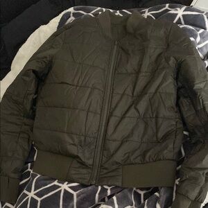 Olive Green Quilted Bomber Jacket